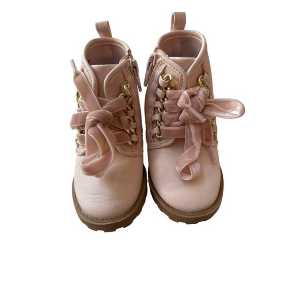 Wonder Nation Girls Pink Chain Loop Combat Boots Size 6 - Picture 1 of 6